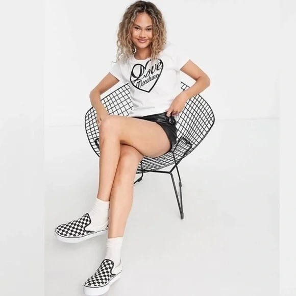 Authentic Love Moschino Faux Pearl Embellished Glittered Tee NWT - Picture 2 of 14